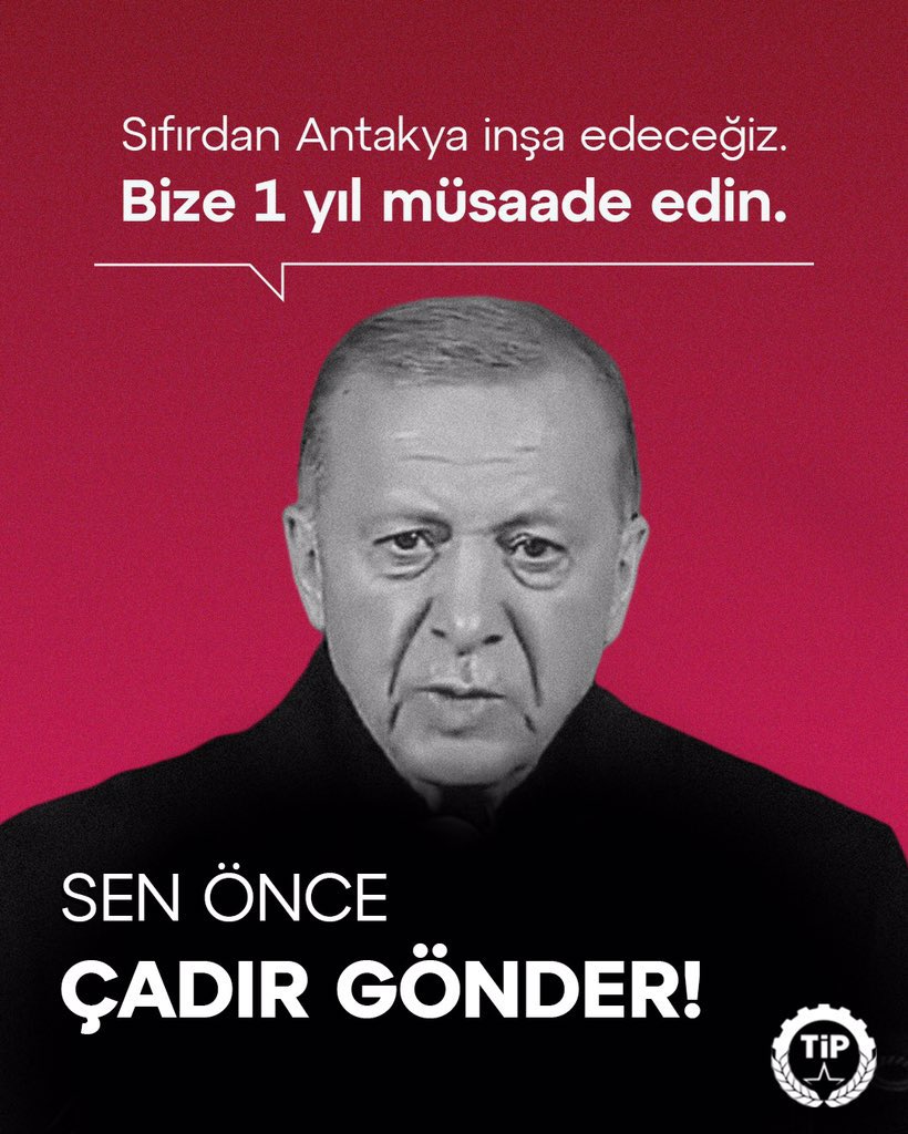 Öyle berbat bir rejim kurdun ki TAM 15 GÜNDÜR ihtiyacı olan her deprem mağduruna bir naylon çadır dağıtmayı bile beceremedin. Bilerek yönetilemez hale getirdiğin ülkede dün en az 3 insan daha öldü. Oncası ağır yaralı. Düş bu memleketin yakasından. İstifa et. Yeter! @RTErdogan