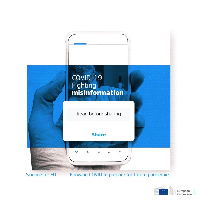 EU_JRC's tweet photo. Fighting #covid19 also meant beating #misinformation

Our researchers analysed
🔹Widely circulated narratives &amp; consequences
🔹Factors predicting how likely people are to believe/share them
🔹Ways to counter them
⤵️
This helps policymakers prepare for future crises

#FactsMatter
