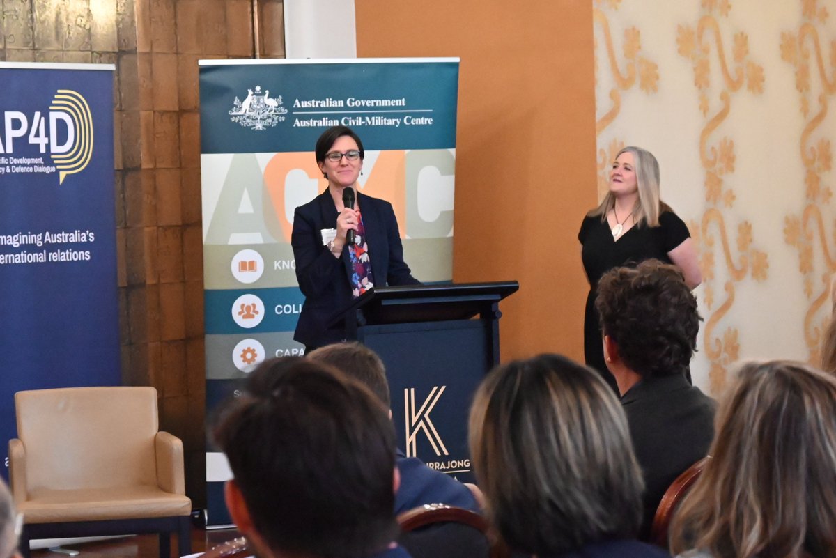 AustCivMil's tweet image. ACMC’s Executive Director Nicola Rosenblum addressing the #AP4D symposium in Canberra tonight – “ACMC is proud of our continuing commitment to AP4D and its promotion of an integrated approach to international engagement in our region.”