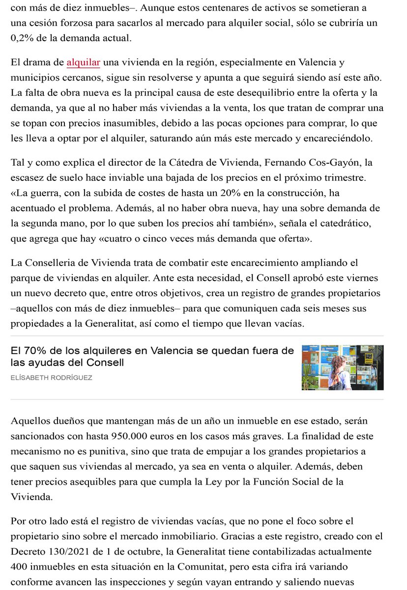 COAPI_Valencia's tweet photo. 🗣 El @COAPI_Valencia participa hoy en este reportaje publicado por @lasprovincias @Elis_AbetBravo sobre la falta de stock de pisos de alquiler en la comunidad.
#YoSoyApiValencia #CoapiValencia #Alquiler #Vivienda https://t.co/Mto08p2JLo