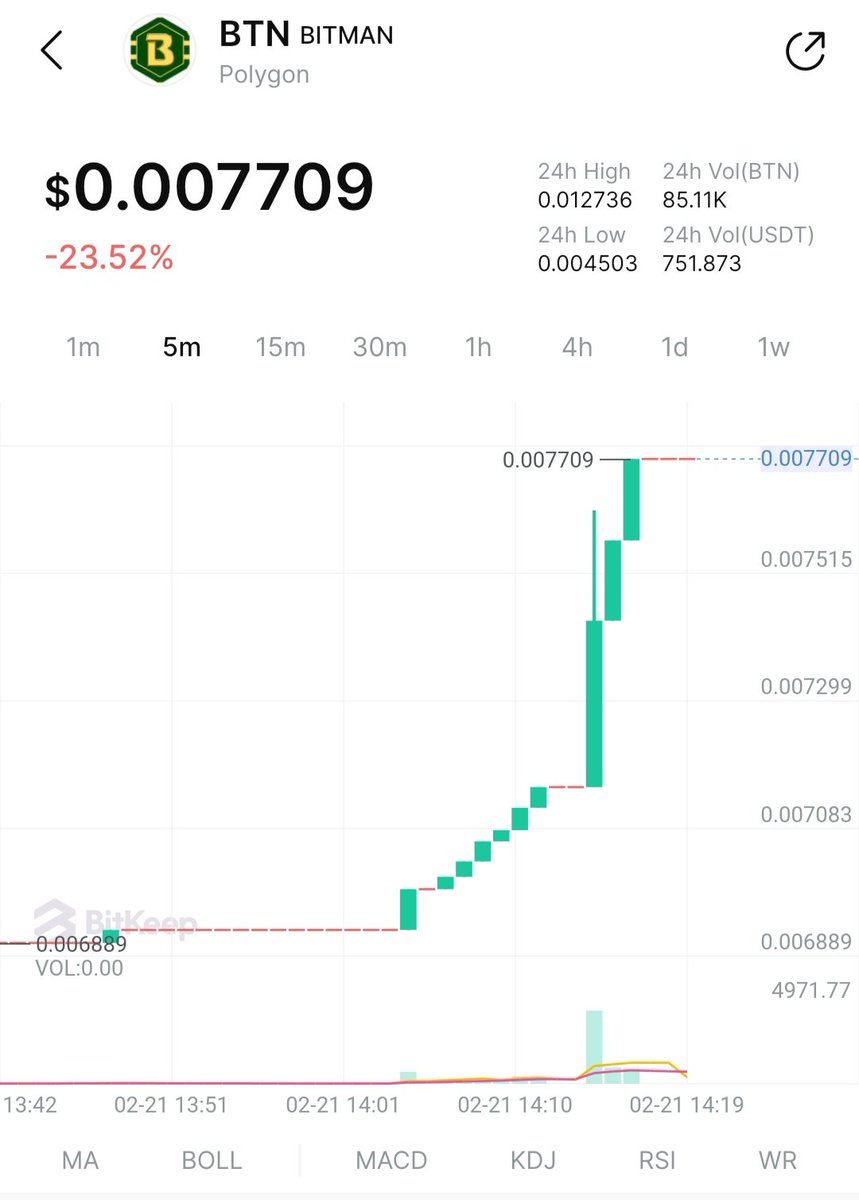 Buy BTN before CoinMarket Cap Listing total supply is only 10,000,000😋 currently listed on Bitkeep wallet ( polygon network) contract address polygonscan.com/token/0xa0fb77…