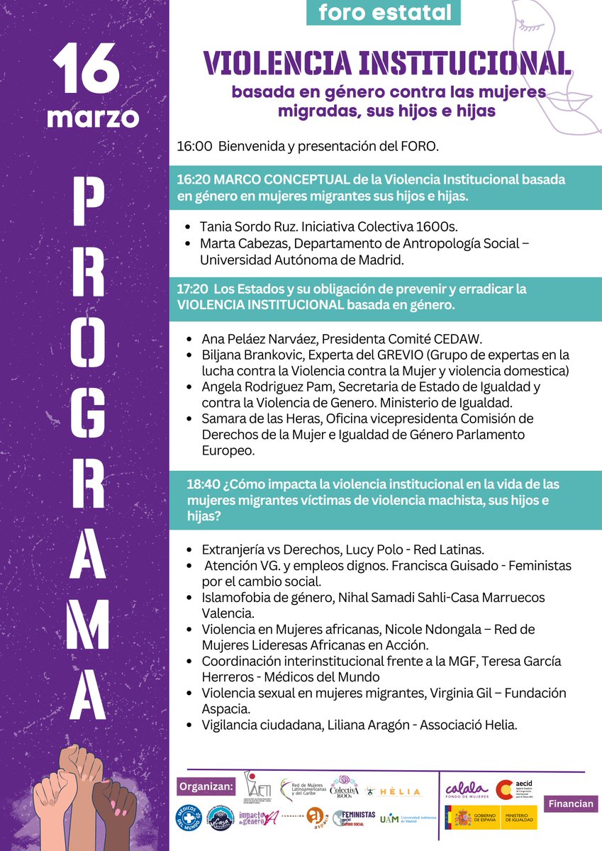 AIETIcomunica's tweet photo. En el programa verás a diversas expertas en su materia, que darán claves y también denuncias de cómo atraviesa la #ViolenciaInstitucional a las mujeres migradas, sus hijos e hijas. 
Recuerda inscribirte aquí:  https://t.co/1xa35bTIre https://t.co/eH2wLGzTWE