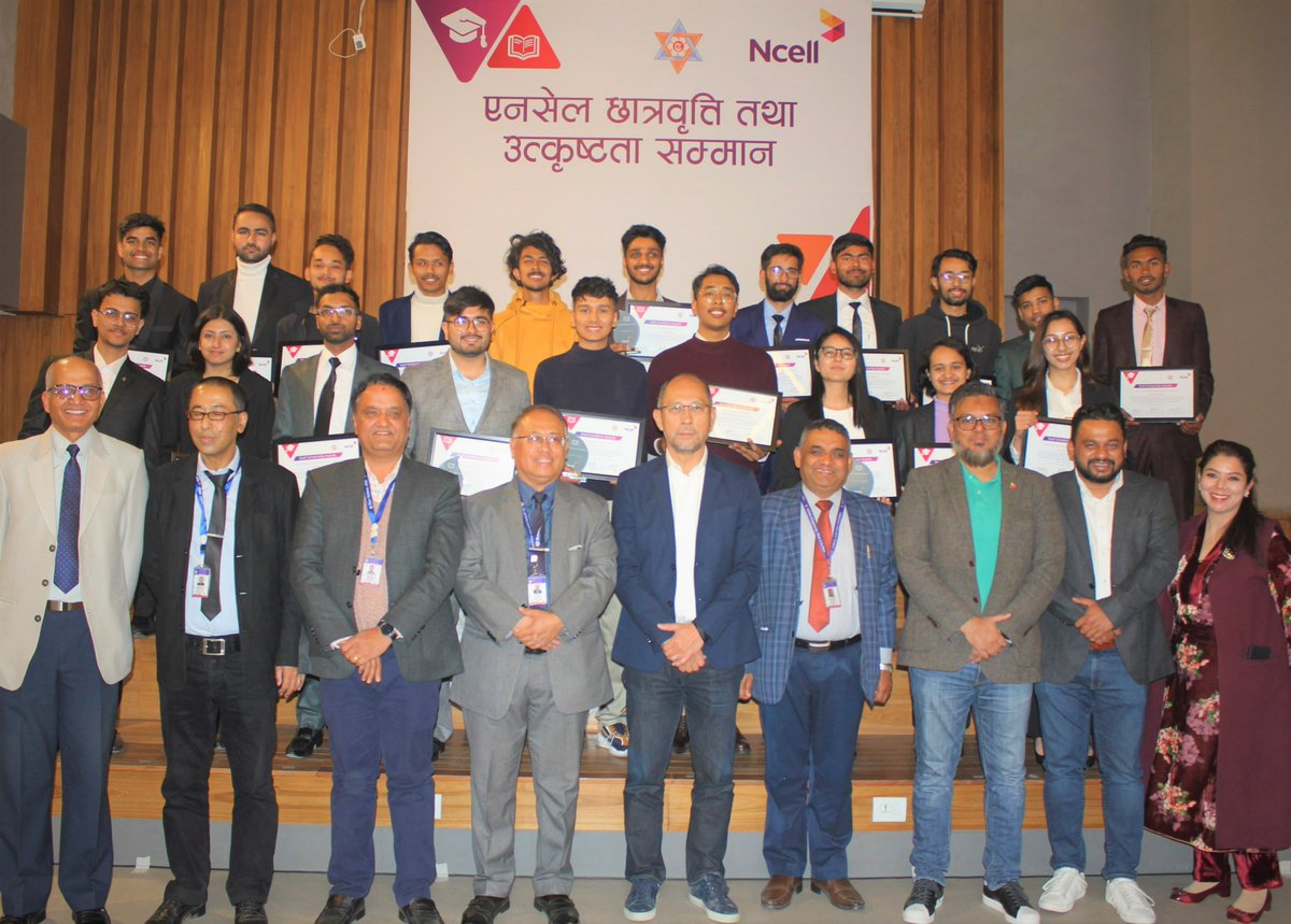 Ncell's tweet photo. As part of our CSR, we have conferred the Ncell Scholarships and Excellence Awards to the outstanding students of five faculties of the Institute of Engineering (IOE), Pulchowk Campus.
#NcellCSR #NcellScholarships #NcellExcellenceAwards #IOE #PulchowkCampus https://t.co/LpXLo2VC1Q