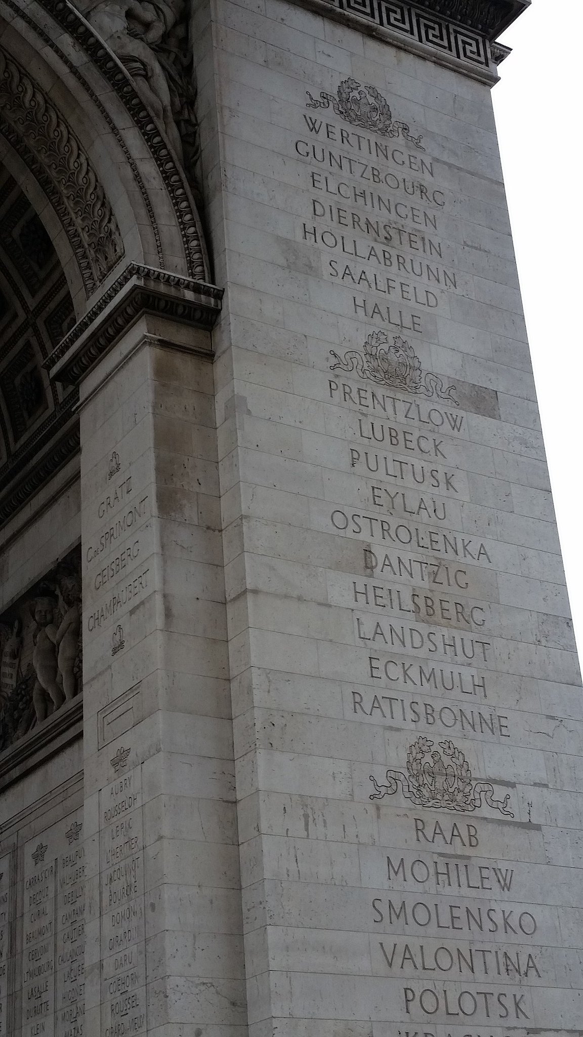 The names of battles where the French had been victorious were written on its pillars, alongside eve