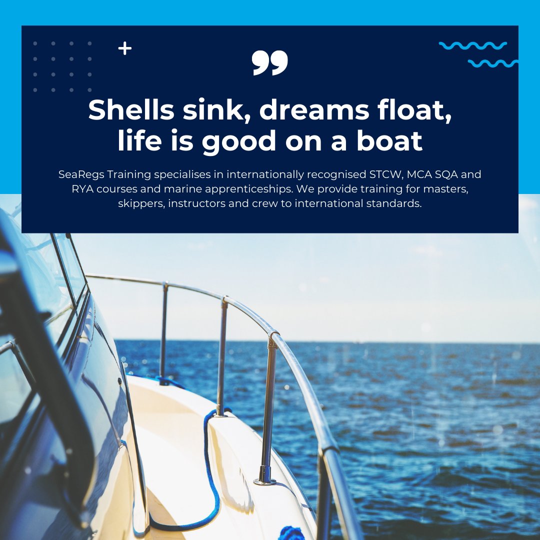 SeaRegs Training specialises in internationally recognised STCW, MCA SQA and RYA courses and marine apprenticeships.

searegs.co.uk

#quote #boats #workboats #boatlifestyle #boatquote #boatlife #boatsboatsboats #boatsdaily #workboats