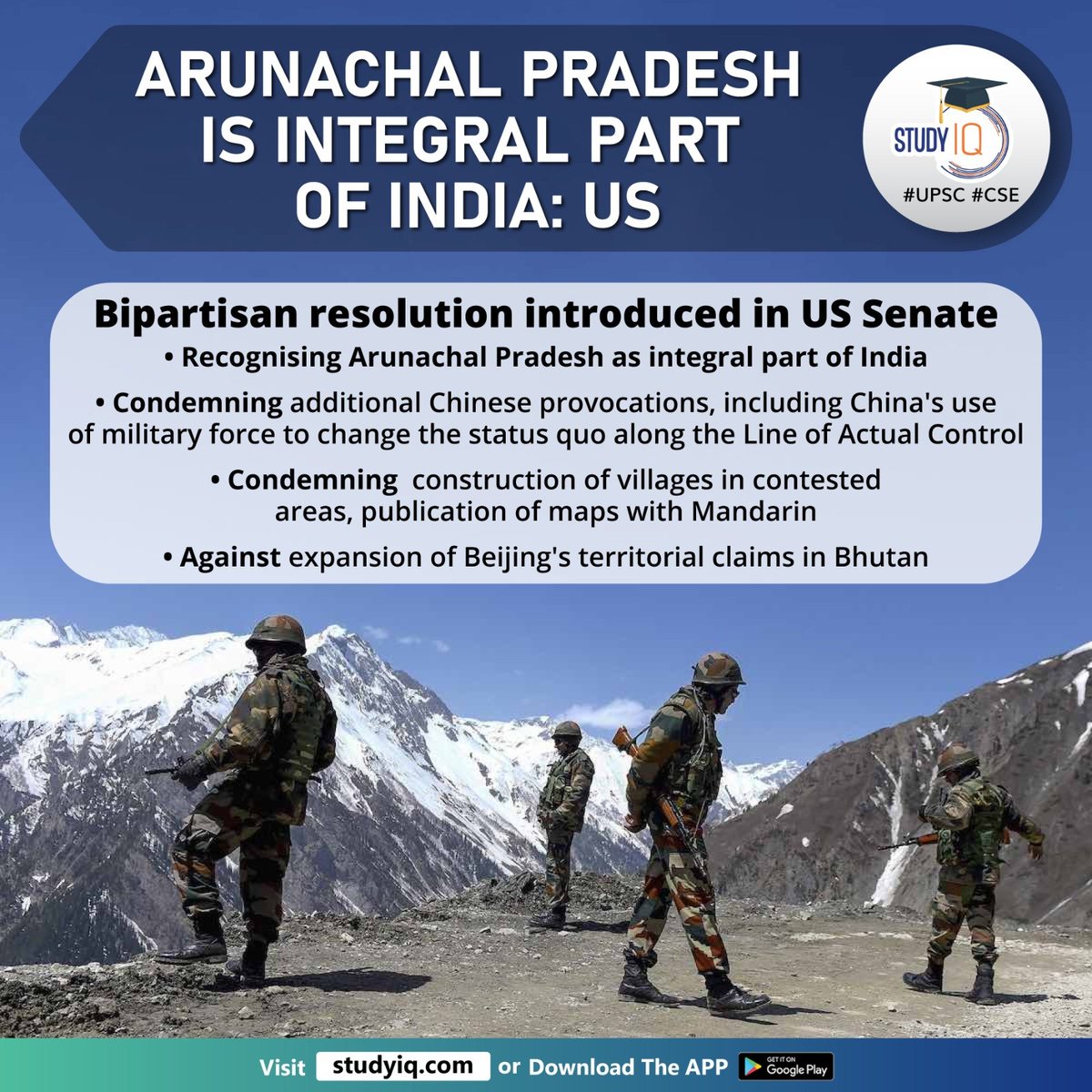 upsciq's tweet photo. Arunachal Pradesh Is Integral Part Of India: US

#arunachalpradesh #integralpartofindia #us #whyinnews #bipartisanresolution #ussenate #chineseprovocations #militaryforce #lineofactualcontrol #publicationofmaps #mandarin #beijing #bhutan #upsc #cse #ips #ias https://t.co/wJf7t1mgB2