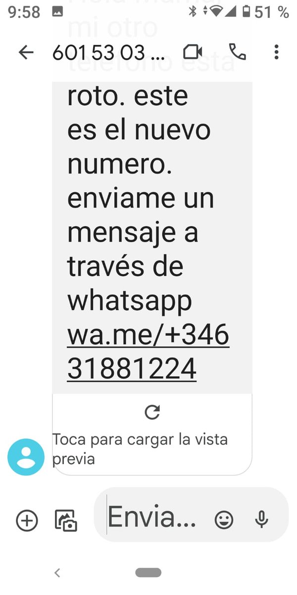 🖐🏽‼️ CUIDADO !!!! Si recibes éste SMS ten MUCHA precaución es totalmente fraudulento y puede acarrearte problemas. #Fraude #Estafa #SMS #WhatsApp

#NoPiques, ni - mucho menos - des ningún dato !!!: