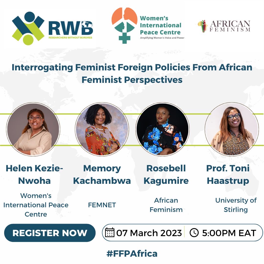 💭How are the current gaps in feminist foreign policy affecting gender justice in Africa? 📢 On 7th March, join @keziehelen, @kachambwa-@FemnetProg, @RosebellK-@AfriFeminists + @ToniHaastrup in a discussion on minimum standards for #FFPAfrica ⏰5pm EAT 🔗bit.ly/41oa0qS