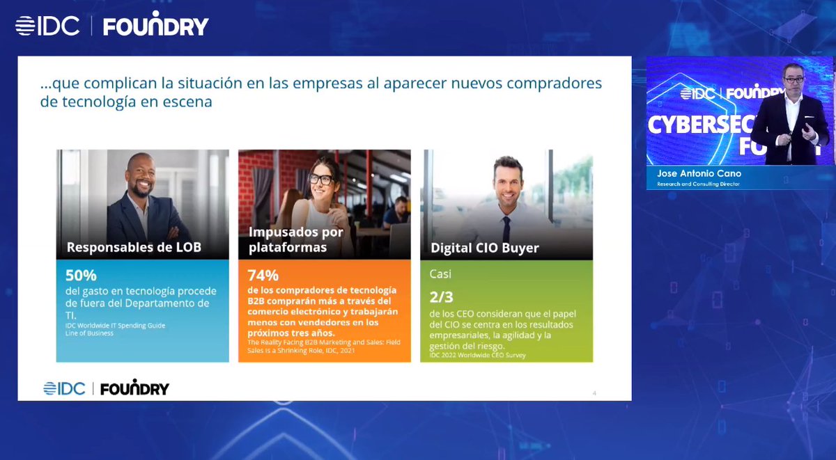 Actualmente, el 50% del gasto en tecnología procede de fuera del departamento de TI, con mayor auge de la gestión del dato y la ciberseguridad. Nos lo cuenta <a href="/jcano/">José Antonio Cano</a> en el #Cybersecurity2023 Forum de <a href="/IDCSpain/">IDC | Spain</a> y <a href="/FoundrySpain/">Foundry España</a>