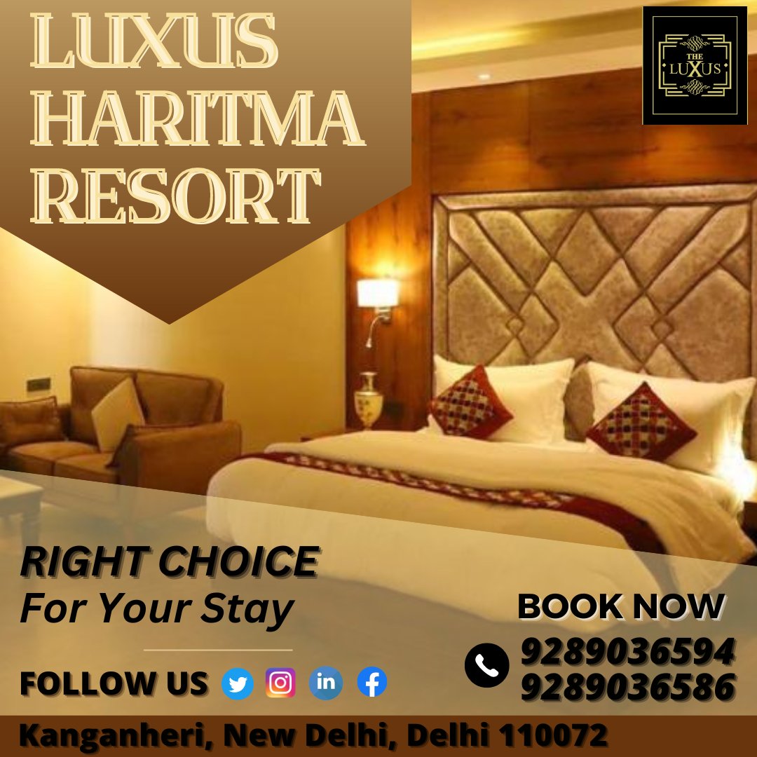 LuxusResort's tweet photo. Luxus Haritma Resort
Hotel Facilities
Luxurious rooms
Restaurant
Swimming Pool
Adventure activities
Wedding Lawn
Banquet Hall
Kanganheri, New Delhi
Reach us at 9289036587, 9289036591
reservations@theluxushotels.com
https://t.co/bo2vvDsOoV
#delhigram #delhi #delhidiaries #sodelhi https://t.co/3OCP219nZf