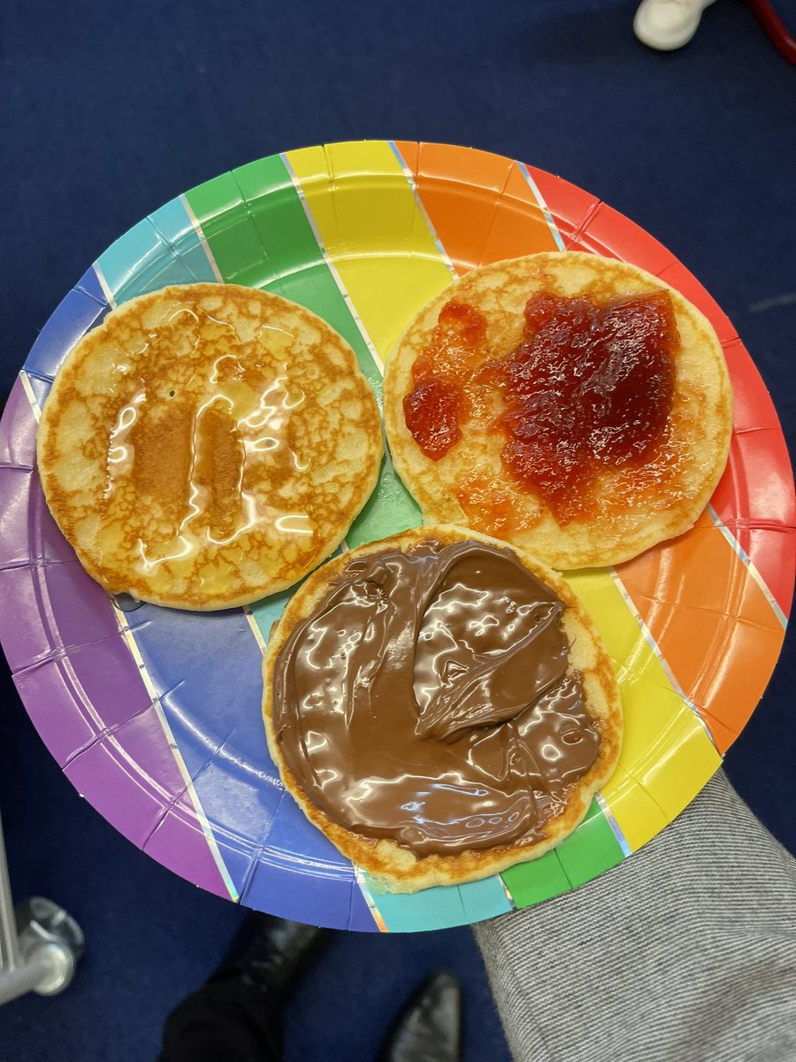 whitehillbuscom's tweet photo. Great start to the day with @WSSBgeGroup doing Pancake Tuesday! Be sure to get yourself along to the partnership space! 🥞 Breakfast of champions 💪🏼 Mr Steenson couldn’t pick just one topping - so went for all three! https://t.co/wqafwLQUCJ