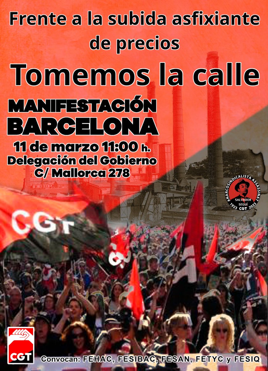 ¿Has preguntado ya en tu sindicato por los buses que vienen a la mani de Barcelona el 11 de marzo? #11MLaCGTenBCN #11M_Vente_a_BCN El momento de los #alimentos es ahora