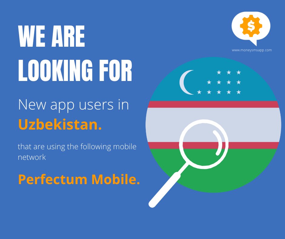 moneysmsapp's tweet photo. We are looking for new app users in Uzbekistan that are using the following networks: Perfectum Mobile.
Send your referral code if you know someone who matches the stated conditions and direct them to the following link:  https://t.co/bGXNdE5VB8
#makemoneyonline  #uzbekistan https://t.co/QmuG1ZdQ91