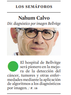 🚦 🟢 del diari <a href="/LaVanguardia/">La Vanguardia</a> pel nostre cap de servei de #DiagnòsticperlaImatge i el seu equip, que amb la incorporació de la #radiòmica i la #intel·ligènciaartificial aconseguiran fer un diagnòstic precoç del càncer i altres patologies.
#orgullbellvitge #InnovacióHUB