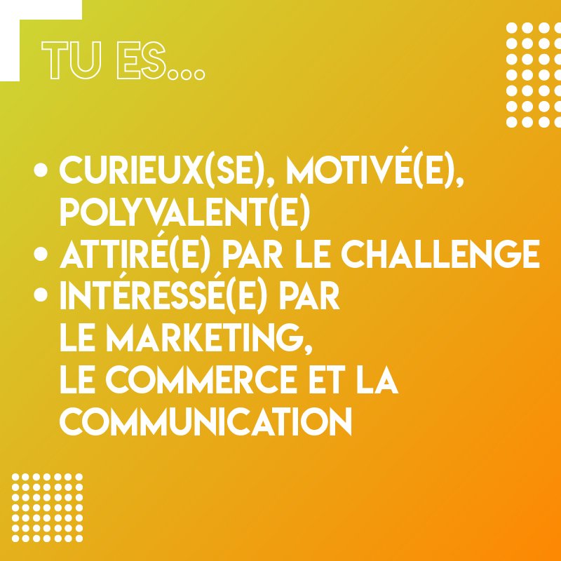 IUTdeLens's tweet image. On vous propose un petit tour d'horizon de nos 4 BUT ! 🎓
On commence aujourd'hui avec notre BUT Techniques de Commercialisation 🟡
Profils acceptés, choix de parcours, poursuites… 🧐