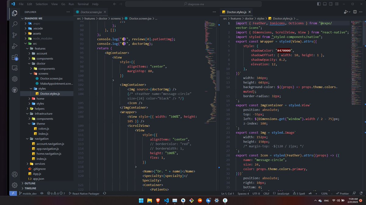 Mohamed45677972's tweet image. Day 2️⃣✌️
I have built the doctor screen 🧑‍⚕️ and learned how to use the “useFocusEffect” hook 🪝
How to style💥 a button using Pressable and apply the press effect on a pressable 👆 component with a border radius.
#react_native #100_day #coding