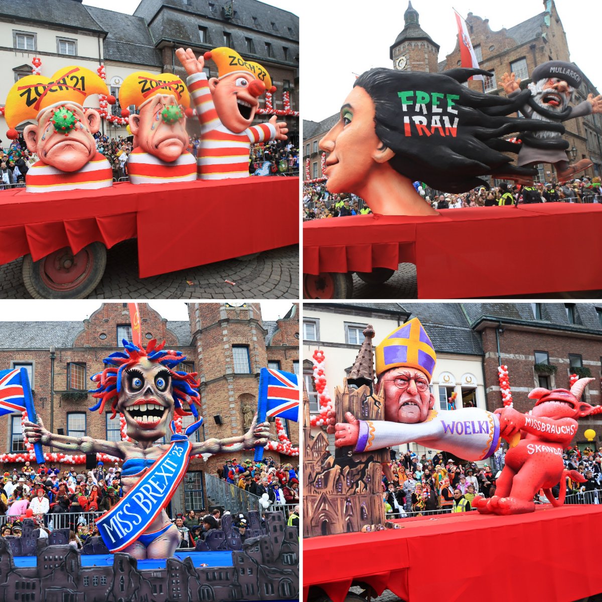 Duesseldorf's tweet photo. Beim diesjährigen #Zoch am #Rosenmontag in #Düsseldorf waren natürlich wieder die Mottowagen des Künstlers Jacques #Tilly dabei.
Wie immer hat er dabei gewohnt provokant aktuelle politische und gesellschaftliche Themen aufgegriffen. https://t.co/kR7CjoOao9