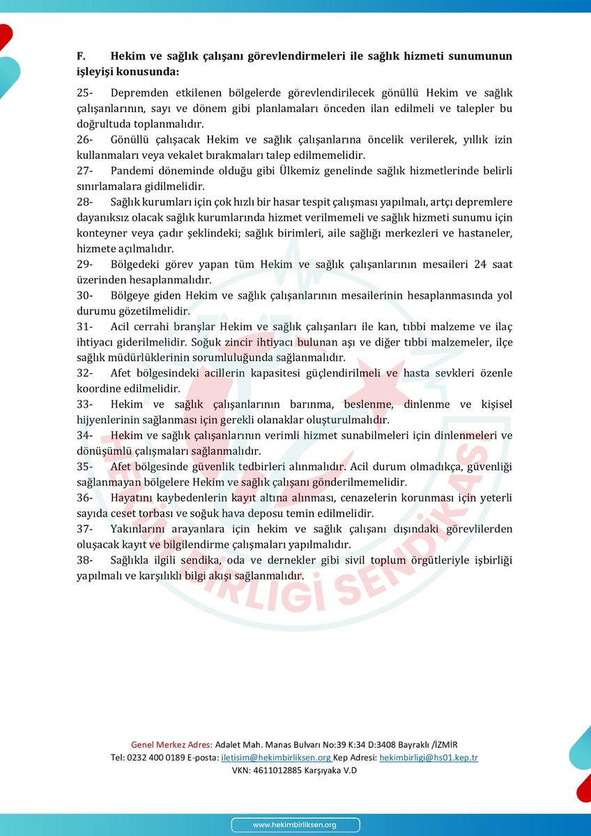 hekim_birligi's tweet photo. Afetzede Hekim ve Sağlık çalışanları için taleplerimizi @saglikbakanligi'na ilettik. Hekim, Dişhekimi ve Sağlık Çalışanları için önerilerimiz doğrultusunda gerekli düzenlemeler yapılarak, rehabilitasyon aşamasına hızlıca geçilmelidir. #GelinBirlikOlalım https://t.co/L469hZsR9p