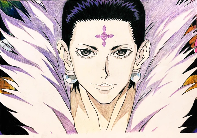 完成しました#HUNTER×HUNTER#クロロ#団長#色鉛筆#アニメ#模写 