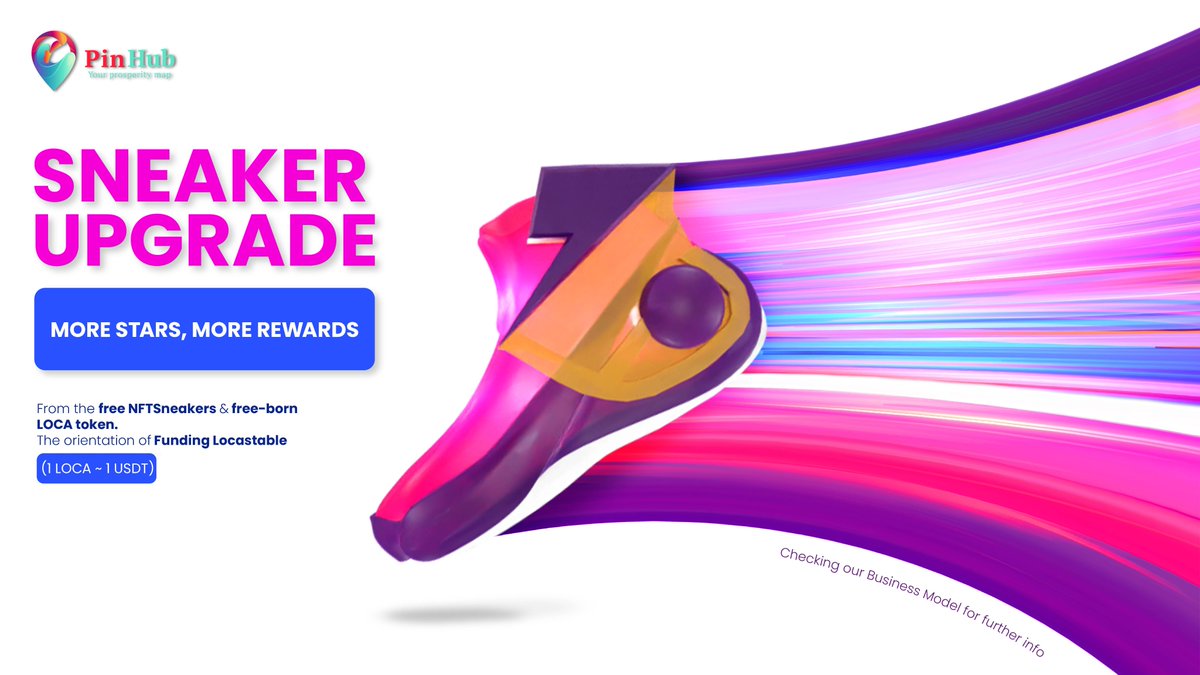 pinhub01's tweet photo. ⬆️👟 Sneaker Upgrade ⬆️👟 

With the free-born #LOCA token, you can upgrade your FREE 1-star Sneakers to 2-star and 3-star ones 🌟

✅ Superior sneakers make higher rewards

#PinHub #PUB #LOCA #Runtoearn #Pintoearn #PinEvent  #sneakers #nft #upgrade #freetoearn https://t.co/XbjDi9B2Zt
