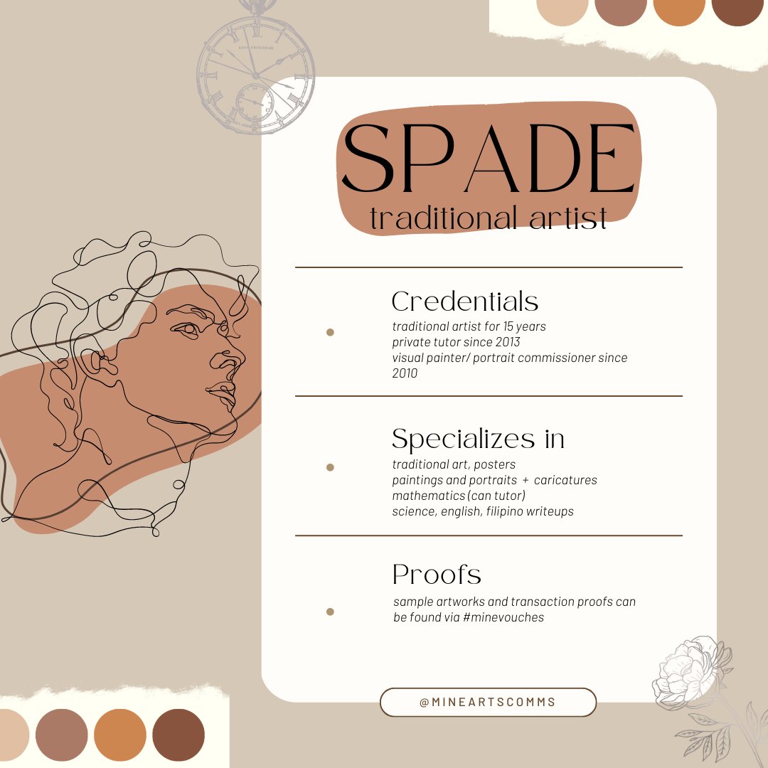 mineartscomms's tweet photo. greetings!
this is spade, and welcome to my feed ఎ⋆ﾟ⊹ 

willing to help you with traditional art drawing designs, tutoring sessions, academic workload and many more!

☾⋆ send me a dm for q's #minevouches for proofs.

read my commsheet below for more information, adios ➴ https://t.co/gaWAfHLyiQ