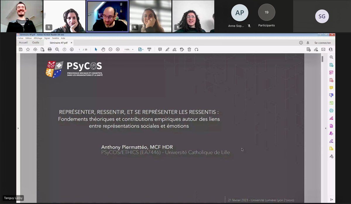 PoPS_U1296's tweet photo. ⏰ Il est l’heure de notre séminaire de laboratoire mensuel ! 
✨Ce matin,nous avons le plaisir d’accueillir Anthony Piermatteo du laboratoire PSyCOS de @UnivCatholille qui nous présente ses passionnants travaux sur les liens entre Représentations Sociales et émotions ! https://t.co/LnsBWni3oQ