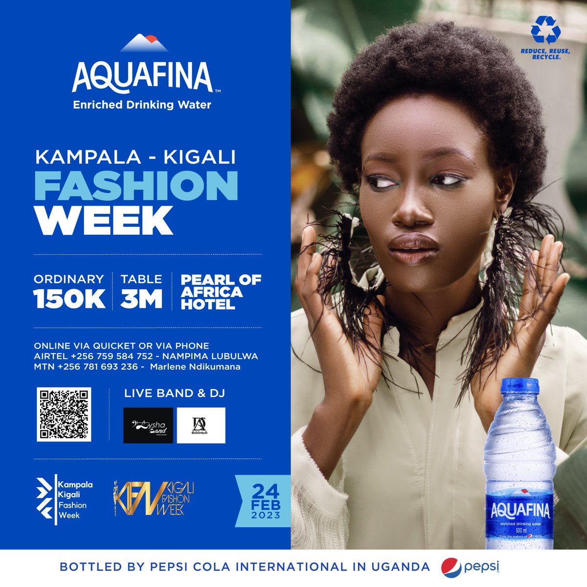 We would like to announce our sponsorship of the Kampala-Kigali Fashion Week that will be happening on the 23rd of February 2023 at <a href="/PearlofAfrica_H/">PearlofAfricaHotel</a> 
Get your tickets today to experience fashion in a whole different way. 

#KKFashionWeek 
#WorldClassPurity
#EnrichedDrinkingWater