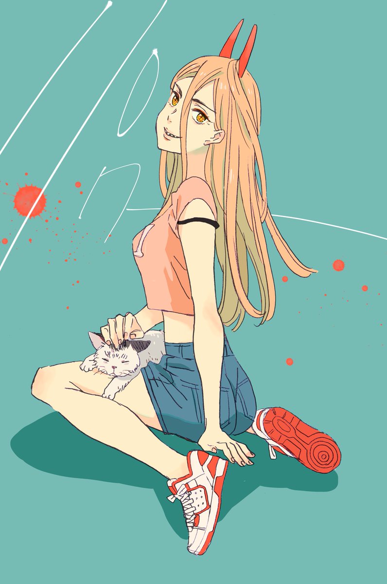 チェンソーマン「チェンソーマン本誌勢に追いついた記念に描いたパワーちゃんにまた会いたい#チェンソ」|尾崎かおりのイラスト