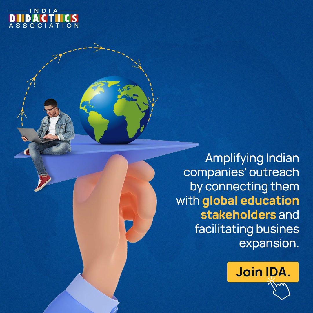 Indiadidac's tweet photo. Got innovative products and solutions to cater to the needs of global education stakeholders? Join IDA to connect with the end buyers and take your business overseas for a multifold growth.
#UnitingForEducation #LearningContinues #EducationMatters #JoinIDA #IDA https://t.co/2FTFrUJOaP