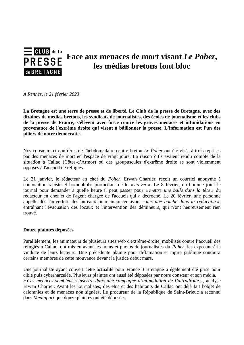 map__info's tweet photo. 🤝 MAPinfo s’associe au @ClubPresseBZH, aux médias bretons, syndicats de journalistes et écoles de journalismes pour soutenir #lepoher . https://t.co/RUmoe9kUcC