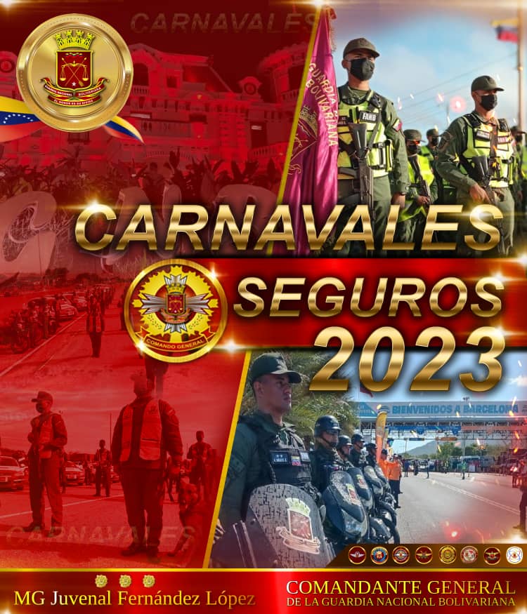 LC41_GNB's tweet photo. 📢 Hoy #21Feb nuestra gloriosa Guardia Nacional Bolivariana continúa desplegada en el marco del dispositivo Carnavales Seguros y felices 2023 vamos Venezuela #VzlaViveElCarnaval
#FANBIndetenible
#GuardianesDelPueblo

.@PrensaFANB https://t.co/BxEN4NSMhz