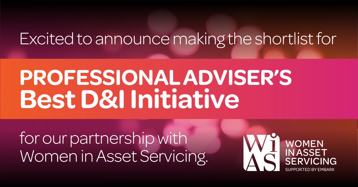 embark_group's tweet photo. We are proud to be a finalist for @Profadviser Magazine Best D&I Initiative for the work we do with the network Women in Asset Servicing.
Fingers crossed for 25 April when the winners will be announced.
#WiAS #Financialservices #genderequality #diversityandinclusion https://t.co/SmXCbe8S4r