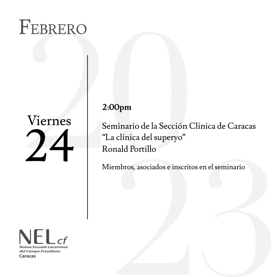 NelcfCaracas's tweet photo. Este #viernes 24                        Seminario de la Sección Clínica de Caracas con  @rapcho https://t.co/ZiZYbRZNfI
