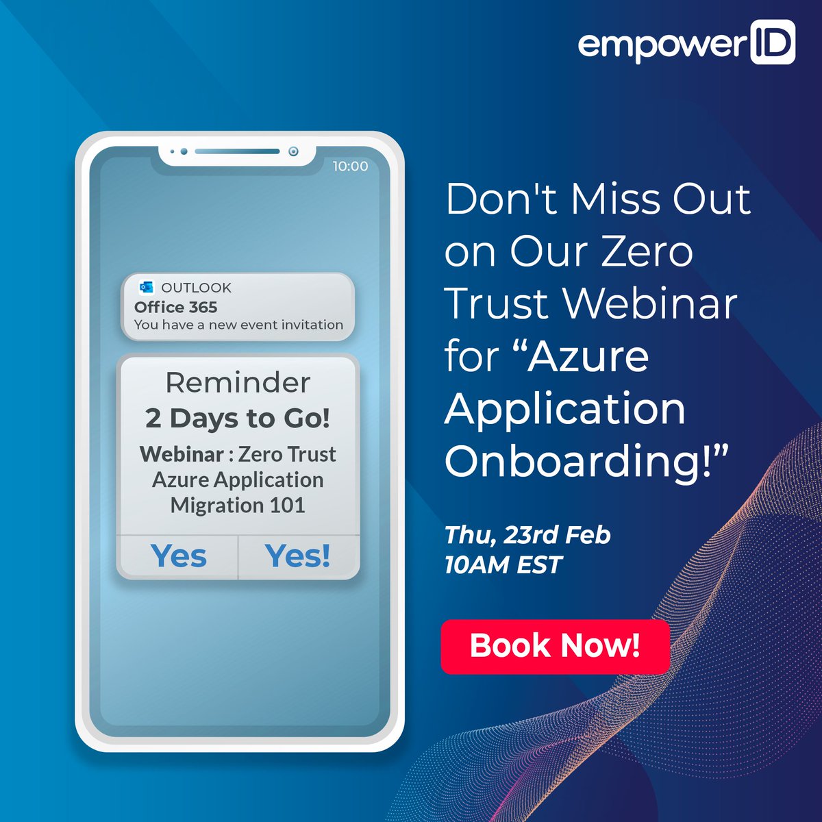 🕙 The Clock is Ticking! Only 48hrs to go for the "Azure Application Onboarding" Webinar. Join our team of seasoned experts to learn how to implement a winning #ZeroTrust strategy and make your #cloud migrations even more #Secure and #Compliant. 

Book:  bit.ly/3Z6N6SH