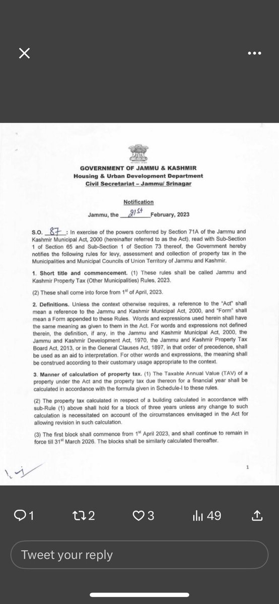 namrtasharma100's tweet photo. I strongly dissent with Govt's decision to impose property tax amidst soaring inflation, high unemployment rates &amp; struggling businesses. Such edict is likely to compound the miseries of our citizens &amp; further impede regional economy. Repeal this Municipal tax law at once. https://t.co/HsYZ92pHBO