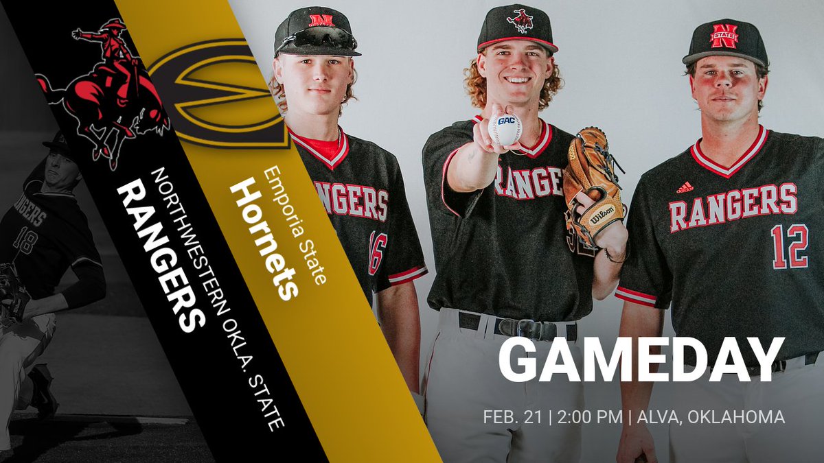 GAMEDAY!!!! Ranger Baseball plays a non-conference game against Emporia State this afternoon! First pitch is scheduled for 2:00 PM on Glass Family Field at Myers Stadium!
#RRR 
stats:riderangersride.com/sidearmstats/b…
watch: nwosu.tv