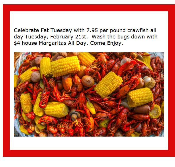 Fat Tuesday Crawfish Special bit.ly/3IiWqfo