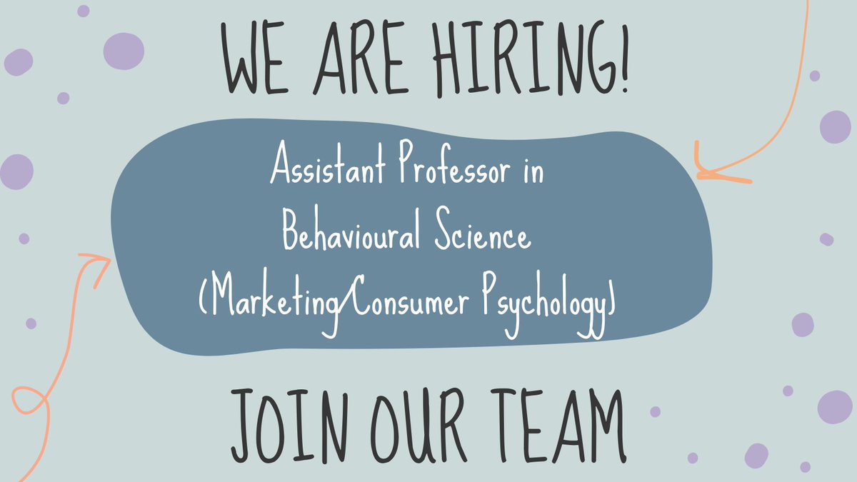 FuschiaSirois's tweet photo. 📣Last chance to apply! 📣 We are hiring an Assistant Professor in Behavioural Science, with an emphasis on Marketing and/or Consumer Psychology to join our fabulous @DurhamPsych
 team! Closing date 24th Feb. Share widely please.
 https://t.co/3Qmvimmhds https://t.co/3TMDVy5G2r