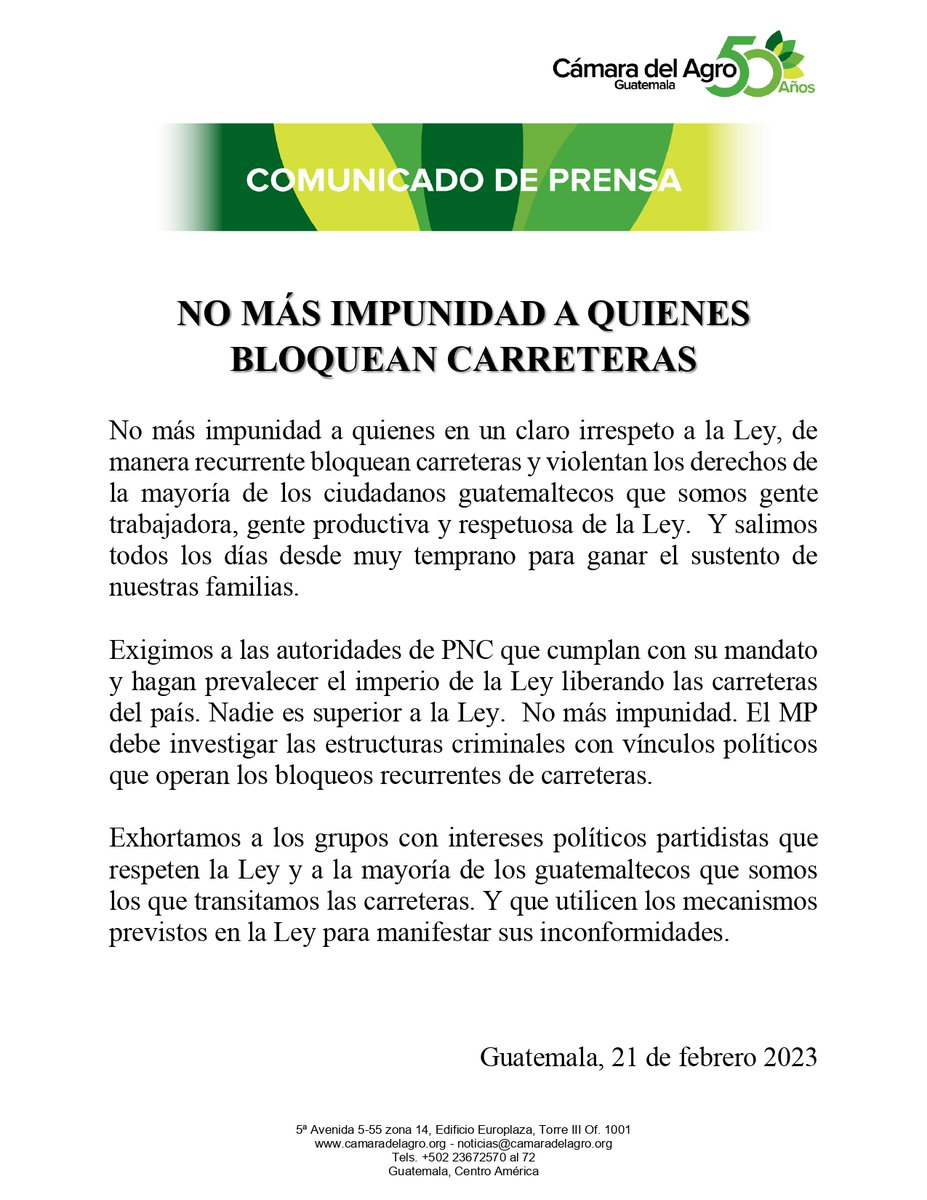 CamagroGuate's tweet photo. ¡IMPORTANTE!

No más impunidad a quienes bloquean carreteras. https://t.co/jVOhRxOS2k