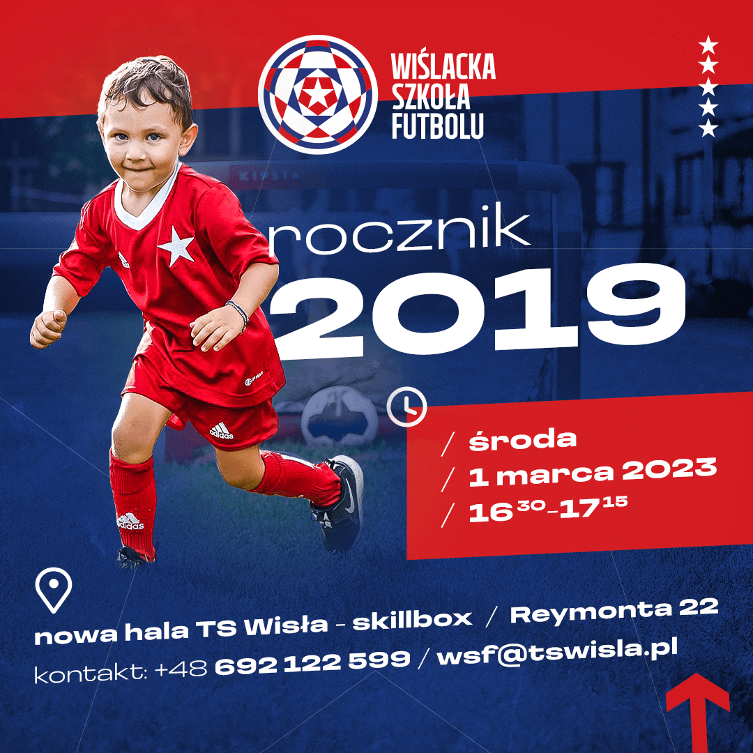 𝐒𝐓𝐀𝐑𝐓 𝐆𝐑𝐔𝐏𝐘 𝟐𝟎𝟏𝟗 
Zapraszamy na pierwsze, pokazowe zajęcia Wiślackich Skrzatów dla dzieci z 𝐫𝐨𝐜𝐳𝐧𝐢𝐤𝐚 𝟐𝟎𝟏𝟗.
𝐖𝐒𝐓𝐄̨𝐏 𝐖𝐎𝐋𝐍𝐘
📆 1 marca 2023 (środa), godz. 16:30-17:15
📍 Nowa hala TS Wisła, ul. Reymonta 22 - (2. piętro)
☎️ +48 692 122 599