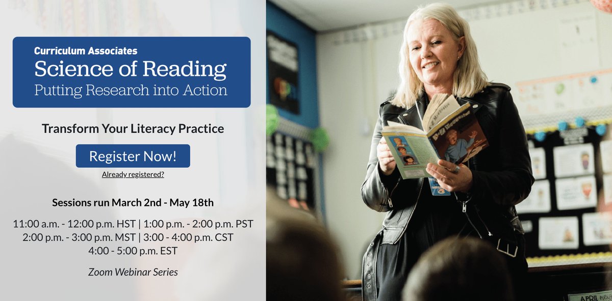 CurriculumAssoc's tweet photo. Our #ScienceofReading seven-part webinar series will cover phonology, multisyllabic words, alphabetics, decodable readers, phonics instruction, and word recognition. 

➡️ LEARN MORE: https://t.co/gYD050ki4k https://t.co/mANeDbgrxV