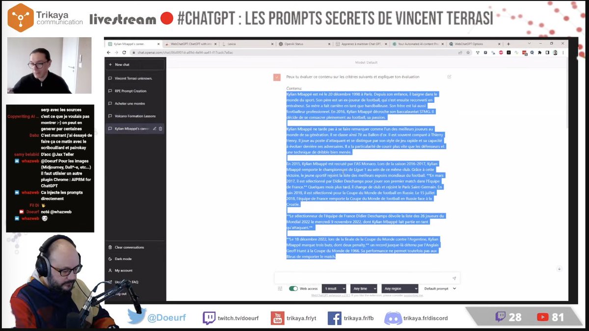 Le live de <a href="/VincentTerrasi/">Vincent Terrasi</a> chez <a href="/Doeurf/">☣ Doeurf™ Fred Bobet - www.trikaya.fr</a> c’est Now! => youtube.com/watch?v=Tk0Nti… à toi le prompt qui va bien.