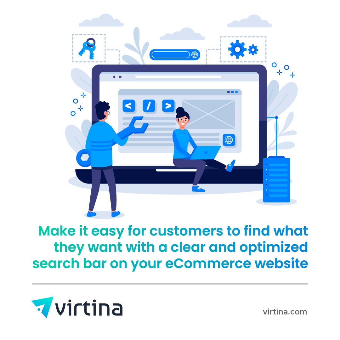 VirtinaPro's tweet image. Make your eCommerce website more user-friendly with a clear and visible search bar. Optimize the search function by using auto-complete suggestions and allowing customers to filter their search results. 
#eCommerce #websitedesign #searchfunction #userexperience #onlinesales