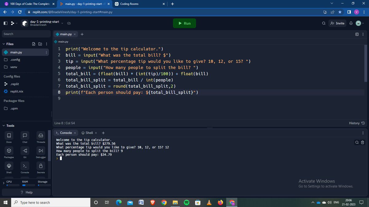 vineshbanda3's tweet image. Day 2 - #100DaysOfCode completed.💯
Learned about Data types, Mathematical operations,
f - string a lot more....🥰
Looking forward for tomorrow. So, excited🤩
@yu_angela #Coding #Codingprojects #pythonprogramming #developer