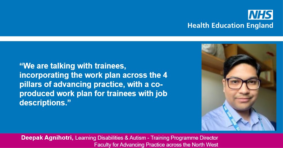 NHSHEE_NWest's tweet photo. @agnideepak's project "Develop a community of practice and excellent quality work plan template for trainee ACP`s in Learning Disability and Autism" shares insights using a quality matrix to establish a national community of practice.​

#AdvancingPractice #TPD #betterpractice https://t.co/uVJz54ESAs