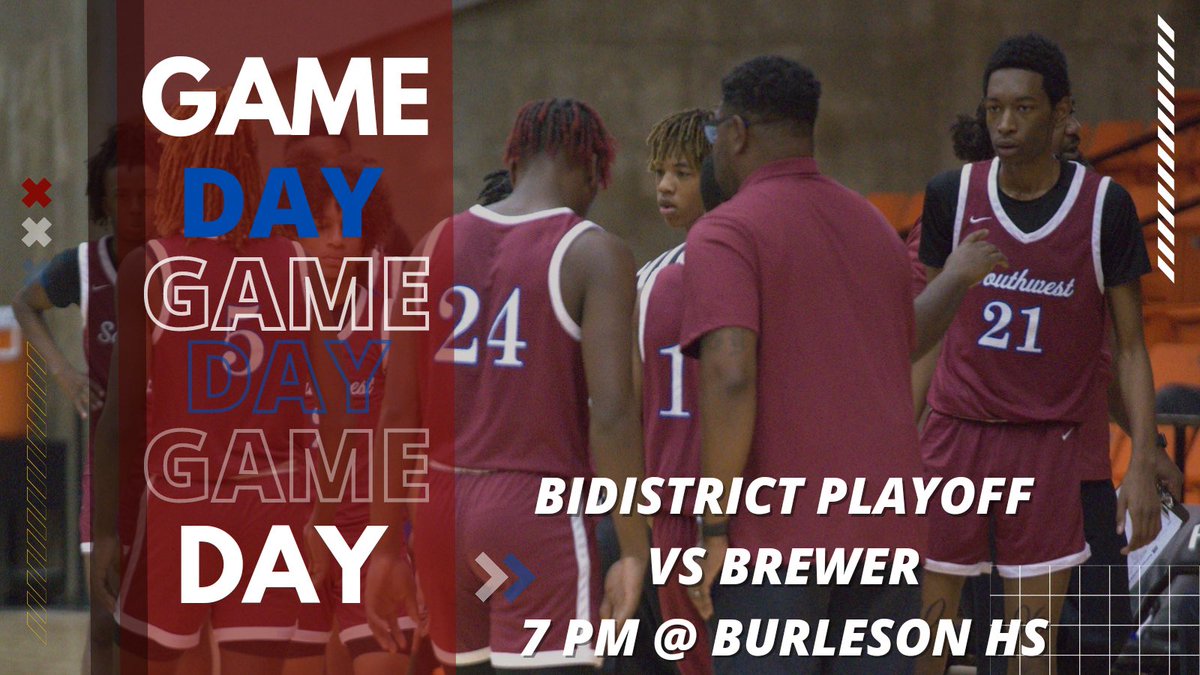 🚨 GAME DAY🚨
🆚 Brewer
🕖7pm
📍Burleson HS

<a href="/hoopinsider/">Hoopinsider</a> <a href="/Gosset41/">Brian Gosset</a> <a href="/dfwvarsity/">dfw varsity</a> <a href="/SportsDayHS/">SportsDayHS</a> <a href="/FWSWFootball/">Fort Worth Southwest Football</a> <a href="/FWISDAthletics/">FWISD Athletics</a>