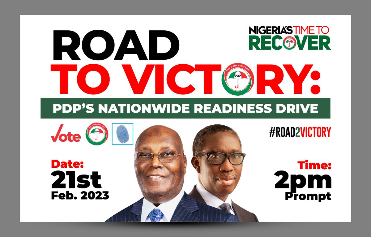 SenSamueAnyanwu's tweet image. #PDPRoad2Victory
Road to Victory
Road to Celebration
Road to Breakthrough
Only in @atiku  we can have a united Nigeria
#road2victory 
We must all come out and give @atiku  @IAOkowa our maximum support