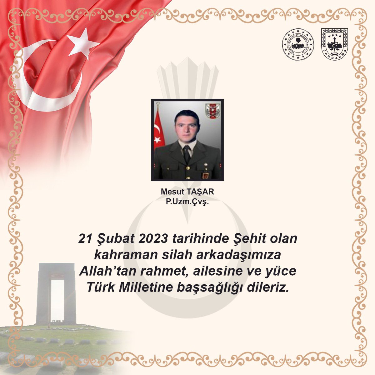jandarma's tweet photo. Başımız sağ olsun.🇹🇷 https://t.co/N8PjliAWAP