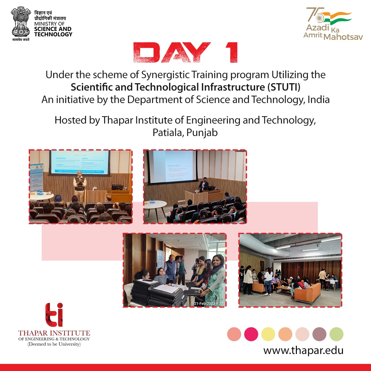 TIETofficial's tweet photo. ICT STUTI sponsored by DST kicks off today at Thapar Institute of Engineering & Technology. Prof. Padmakumar Nair, Director,TIET inaugurated the event.
#TIET #ThaparInstitute #DSTSTUTI #DSTSTUTIICT https://t.co/v7uu2E2E6q