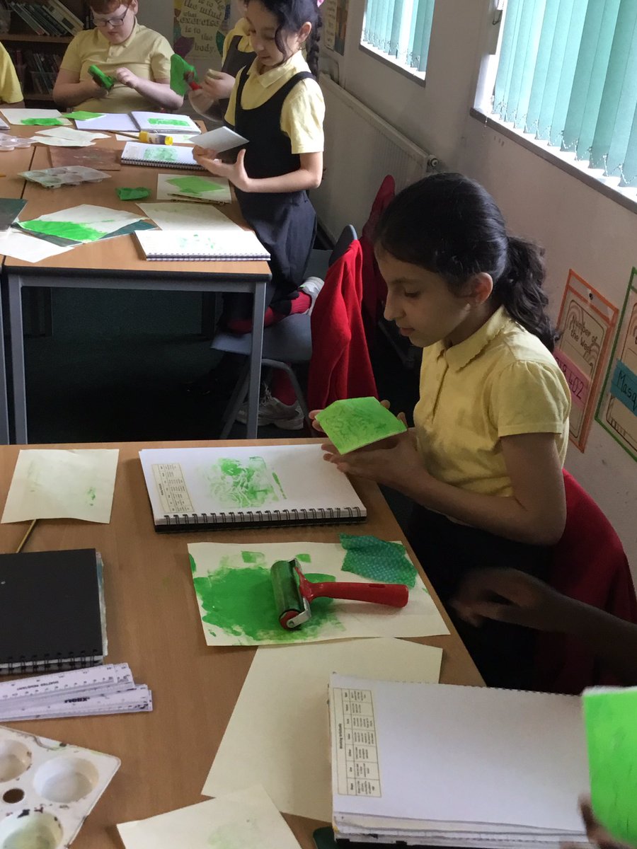 Y5 created some wonderful artistic masterpieces using the reduction method of printing. They layered their designs on polystyrene blocks, to create an improvised version of Natalia Moroz’ famous water scene. Watch out Natalia!